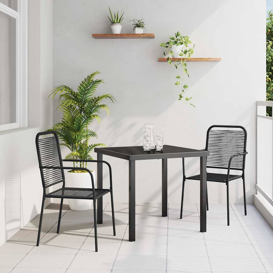 Tuin eettafelset 3 pcs Zwart Gepoedercoat staal