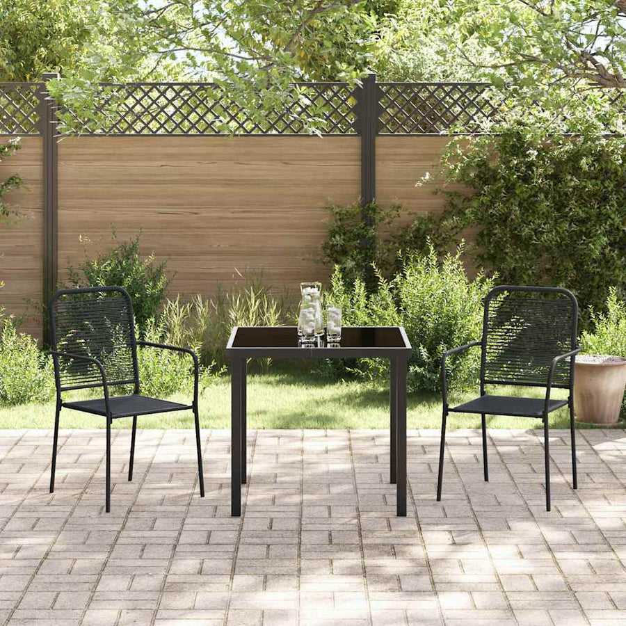 Tuin eettafelset 3 pcs Zwart Gepoedercoat staal
