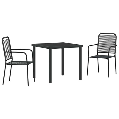 Tuin eettafelset 3 pcs Zwart Gepoedercoat staal