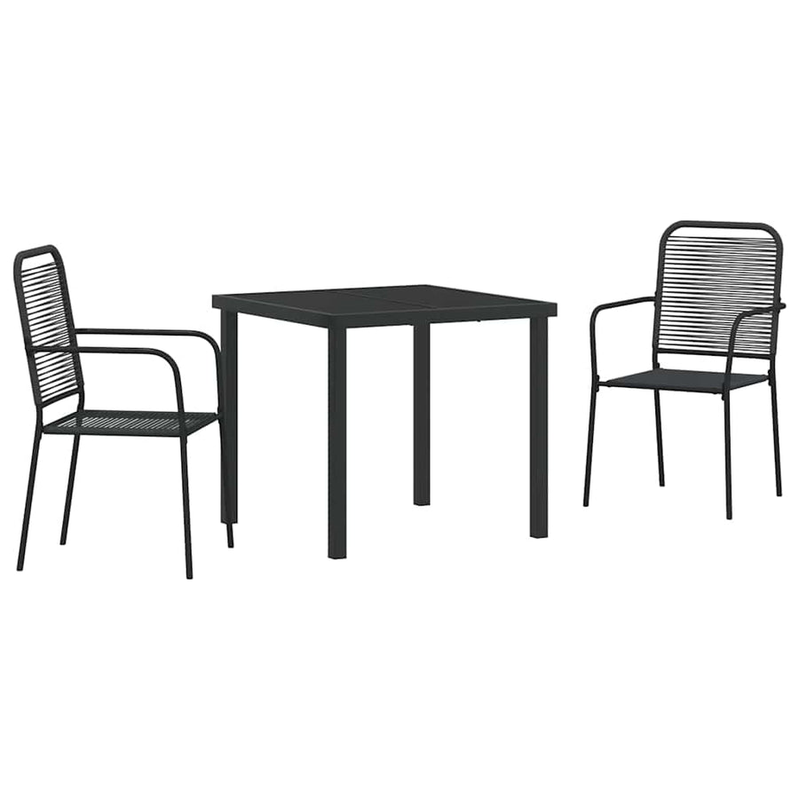 Tuin eettafelset 3 pcs Zwart Gepoedercoat staal