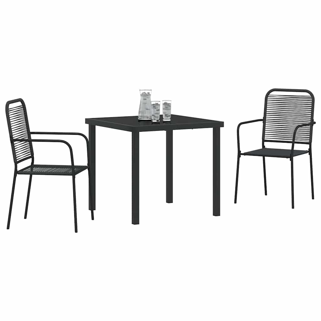Tuin eettafelset 3 pcs Zwart Gepoedercoat staal