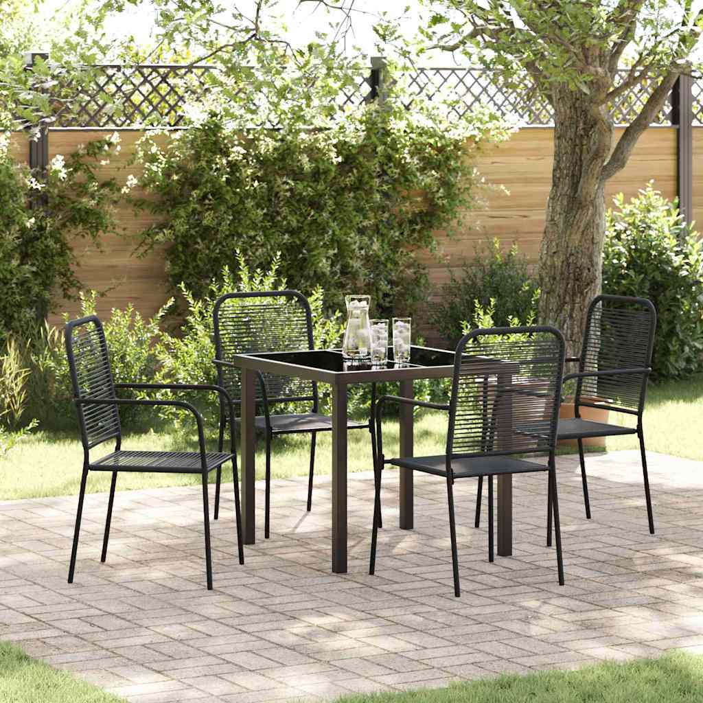 Tuin eettafelset 5 pcs Zwart Gepoedercoat staal