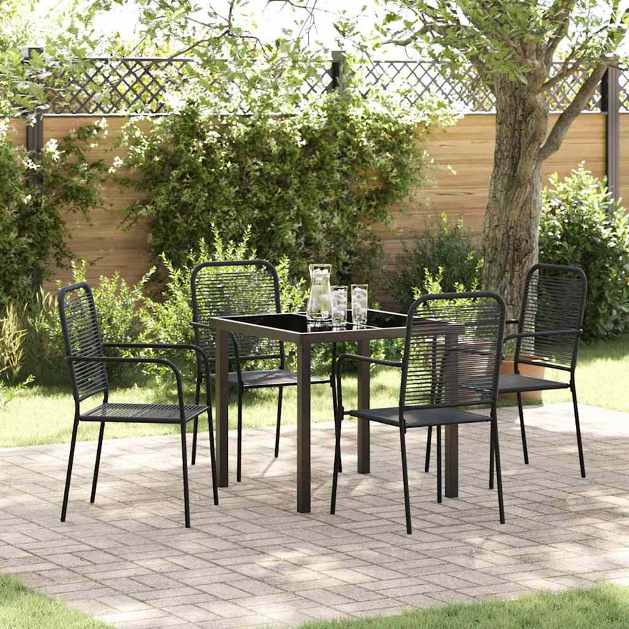 Tuin eettafelset 5 pcs Zwart Gepoedercoat staal