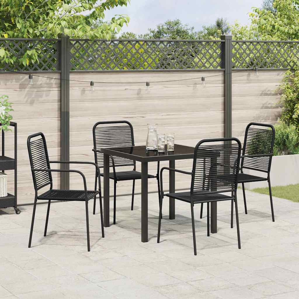 Tuin eettafelset 5 pcs Zwart Gepoedercoat staal