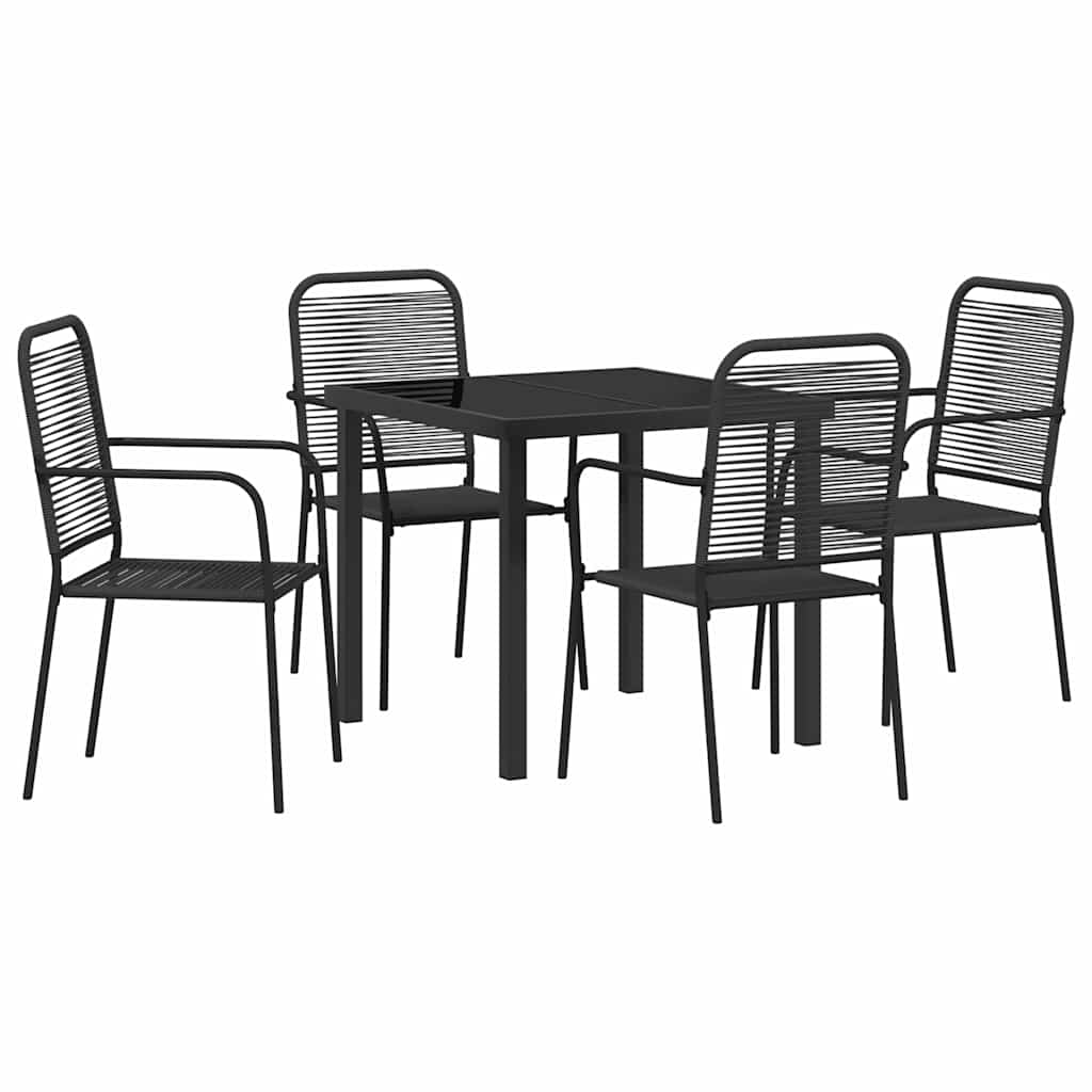 Tuin eettafelset 5 pcs Zwart Gepoedercoat staal