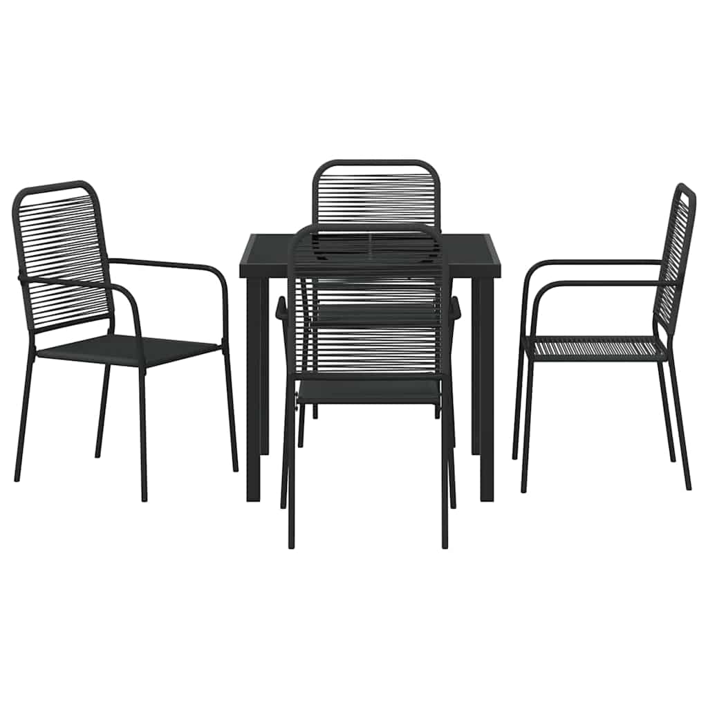 Tuin eettafelset 5 pcs Zwart Gepoedercoat staal