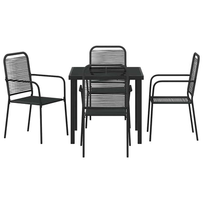 Tuin eettafelset 5 pcs Zwart Gepoedercoat staal