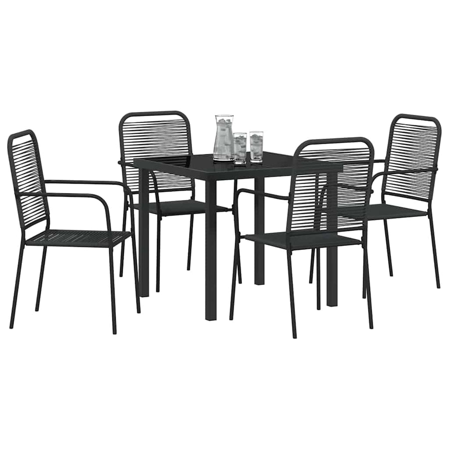Tuin eettafelset 5 pcs Zwart Gepoedercoat staal