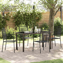 Tuin eettafelset 5 pcs Zwart Gepoedercoat staal