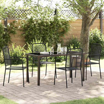 Tuin eettafelset 5 pcs Zwart Gepoedercoat staal
