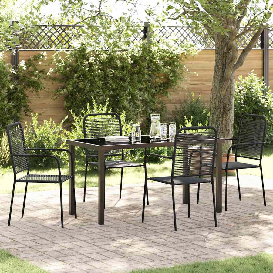 Tuin eettafelset 5 pcs Zwart Gepoedercoat staal