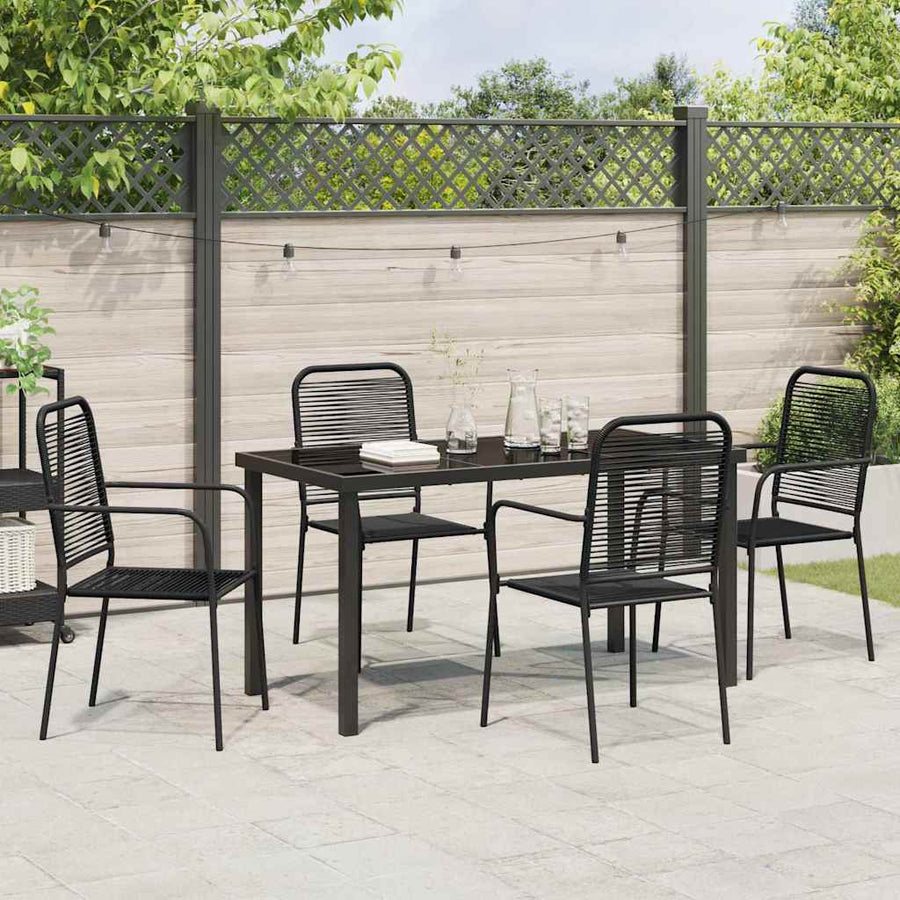Tuin eettafelset 5 pcs Zwart Gepoedercoat staal