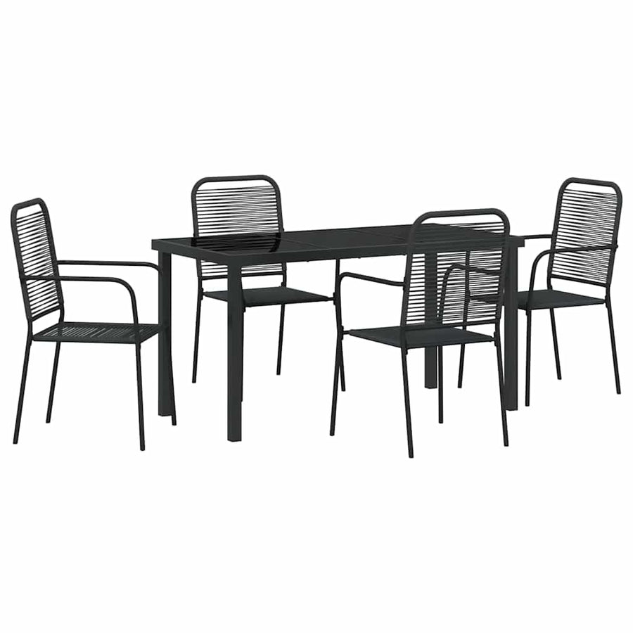 Tuin eettafelset 5 pcs Zwart Gepoedercoat staal