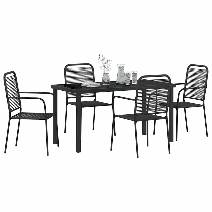 Tuin eettafelset 5 pcs Zwart Gepoedercoat staal