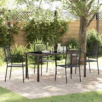 Tuin eettafelset 5 pcs Zwart Gepoedercoat staal