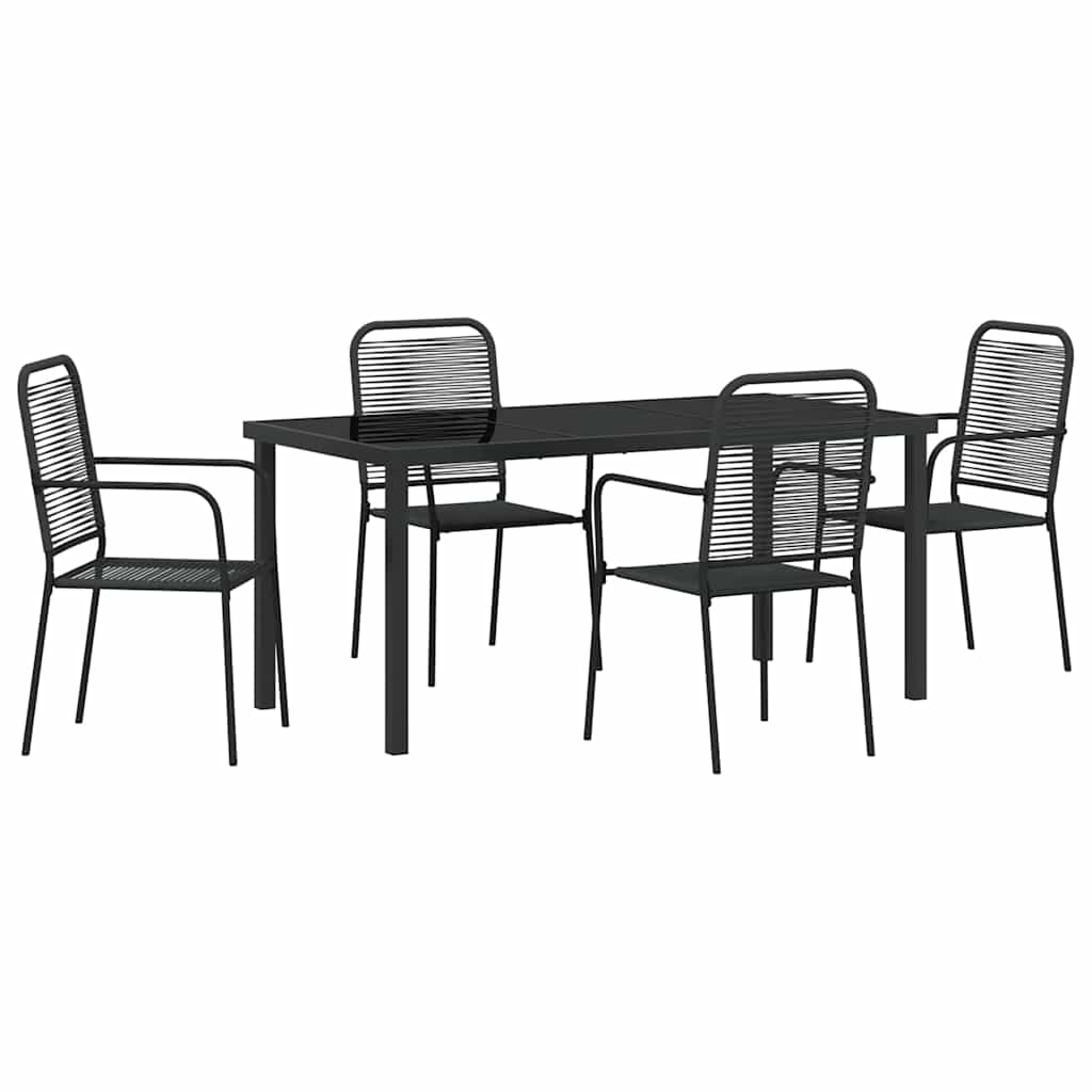 Tuin eettafelset 5 pcs Zwart Gepoedercoat staal