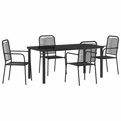 Tuin eettafelset 5 pcs Zwart Gepoedercoat staal