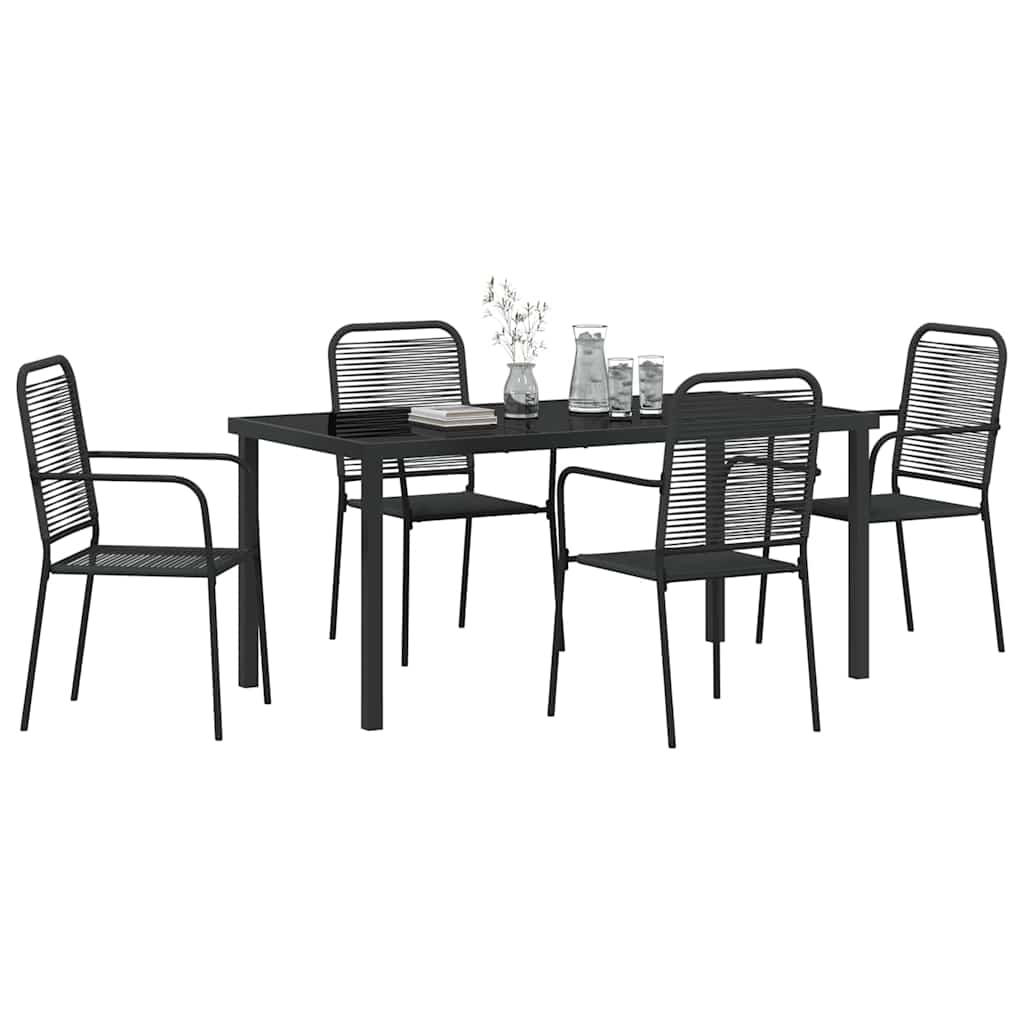 Tuin eettafelset 5 pcs Zwart Gepoedercoat staal