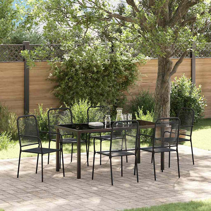 Tuin eettafelset 7 pcs Zwart Gepoedercoat staal