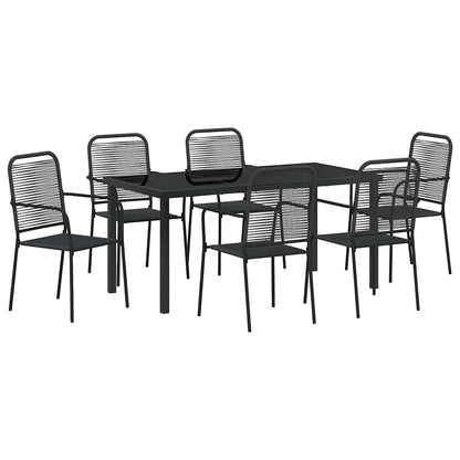 Tuin eettafelset 7 pcs Zwart Gepoedercoat staal