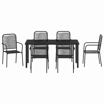 Tuin eettafelset 7 pcs Zwart Gepoedercoat staal