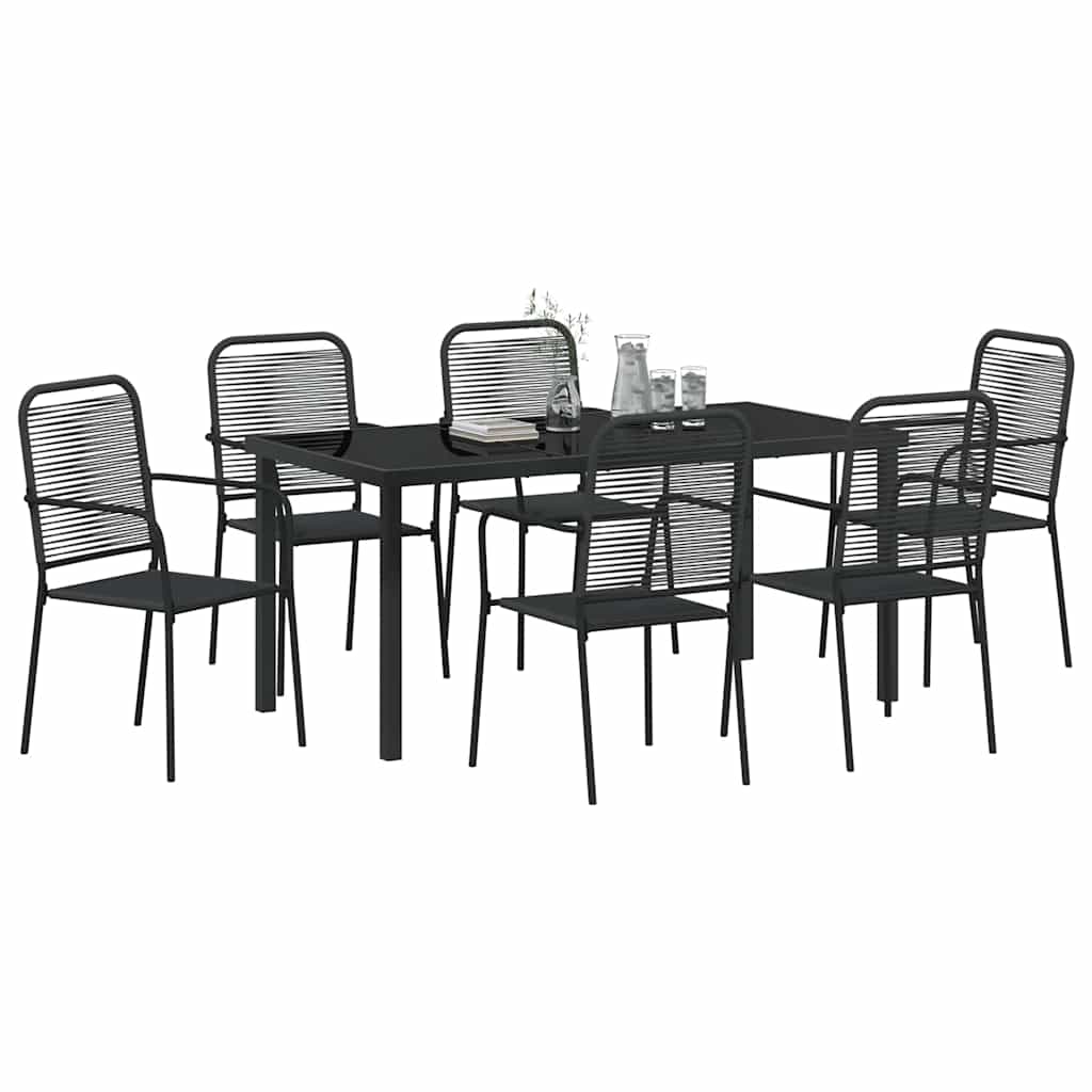 Tuin eettafelset 7 pcs Zwart Gepoedercoat staal