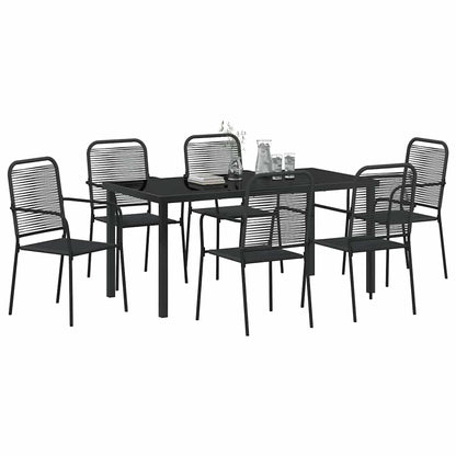 Tuin eettafelset 7 pcs Zwart Gepoedercoat staal