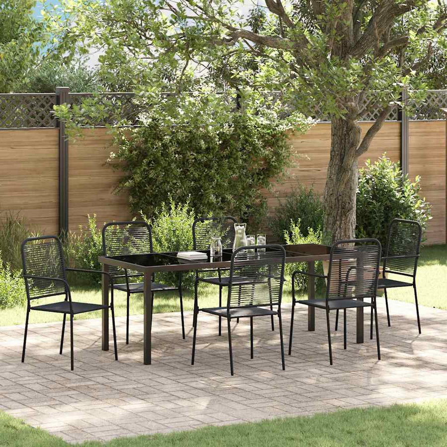 Tuin eettafelset 7 pcs Zwart Gepoedercoat staal