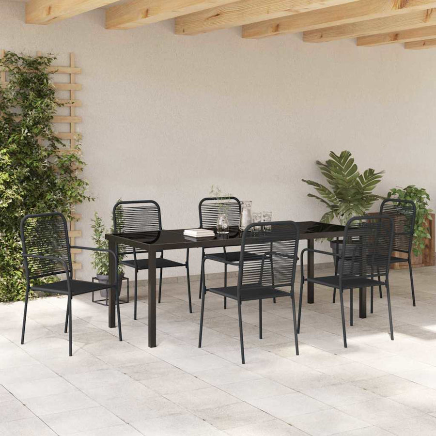 Tuin eettafelset 7 pcs Zwart Gepoedercoat staal