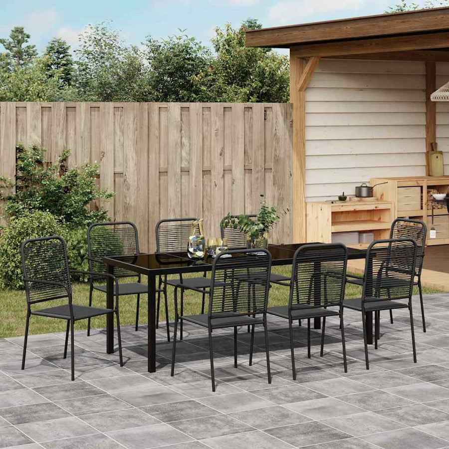 Tuin eettafelset 9 pcs Zwart Gepoedercoat staal