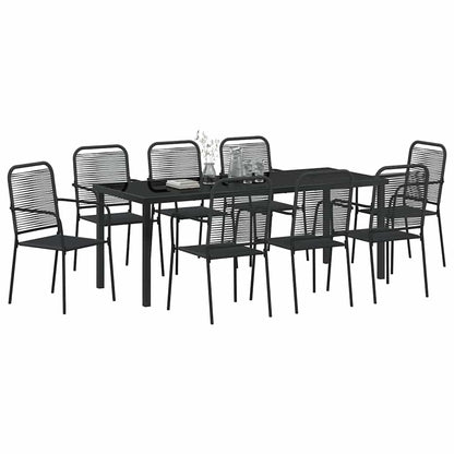 Tuin eettafelset 9 pcs Zwart Gepoedercoat staal