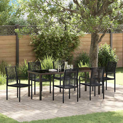 Tuin Eettafelset 7 Pcs Zwart Gepoedercoat Staal