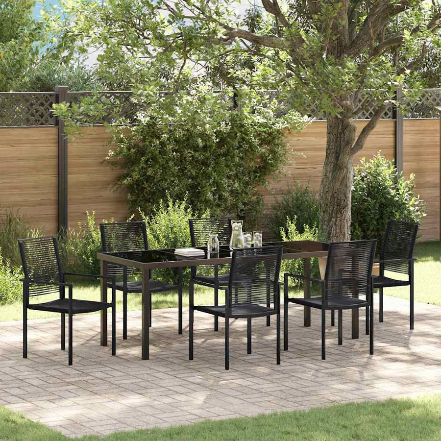 Tuin Eettafelset 7 Pcs Zwart Gepoedercoat Staal