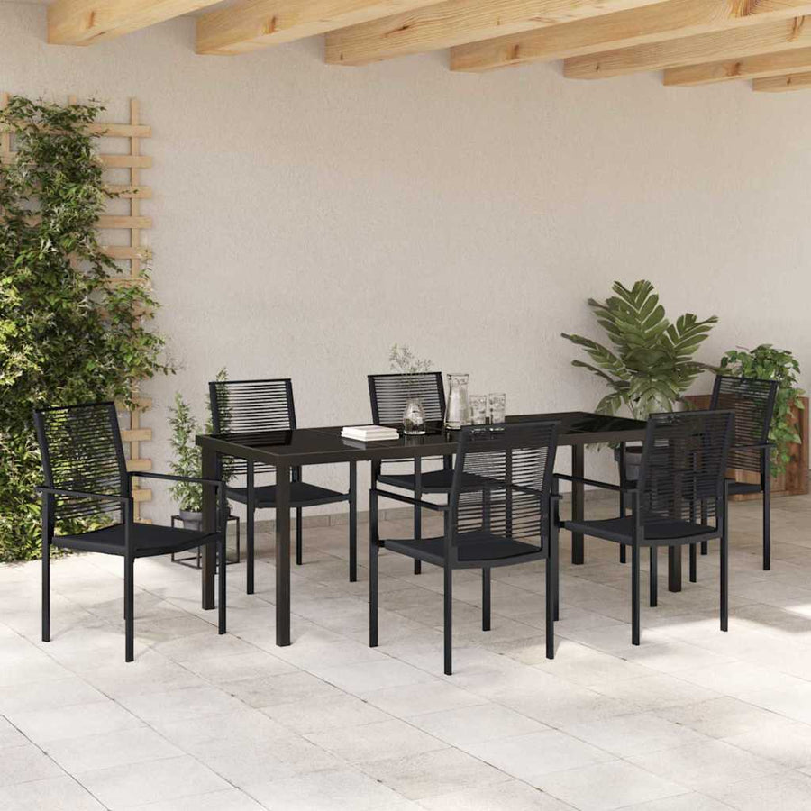 Tuin Eettafelset 7 Pcs Zwart Gepoedercoat Staal