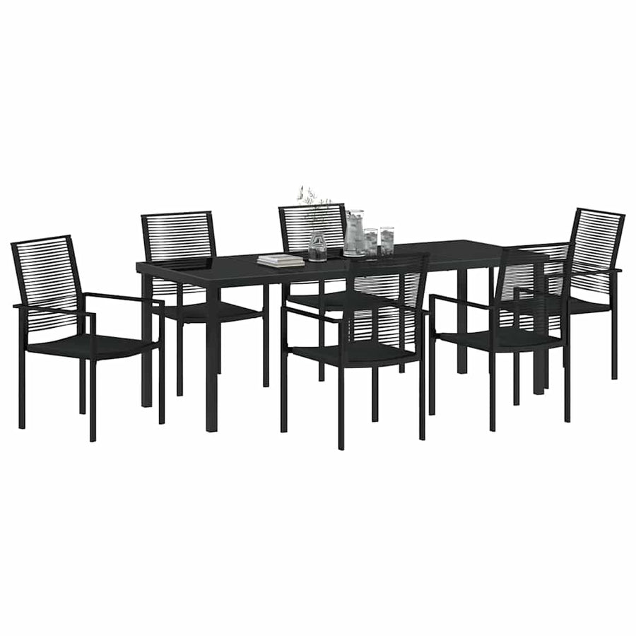 Tuin Eettafelset 7 Pcs Zwart Gepoedercoat Staal