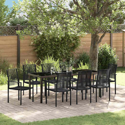 Tuin Eettafelset 9 Pcs Zwart Gepoedercoat Staal