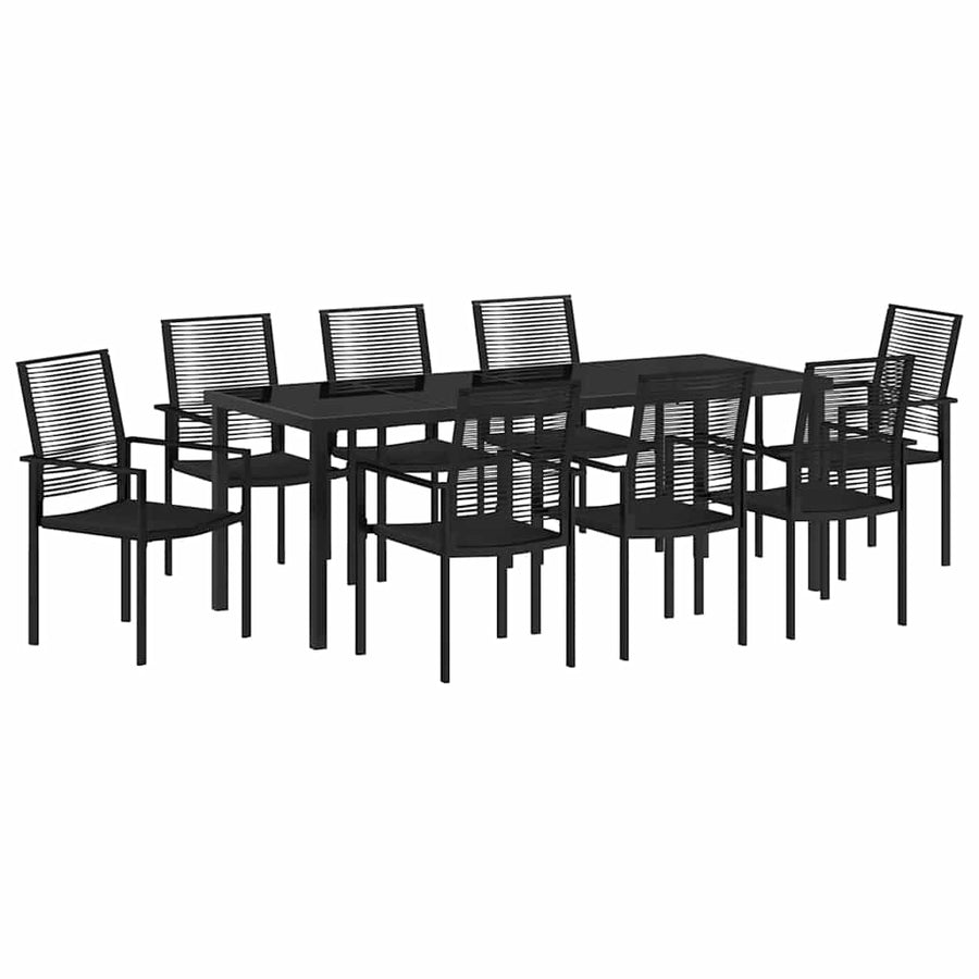 Tuin Eettafelset 9 Pcs Zwart Gepoedercoat Staal