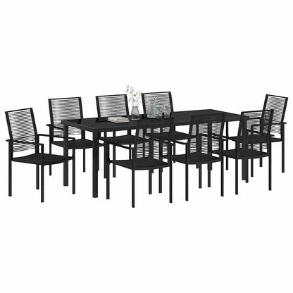 Tuin Eettafelset 9 Pcs Zwart Gepoedercoat Staal