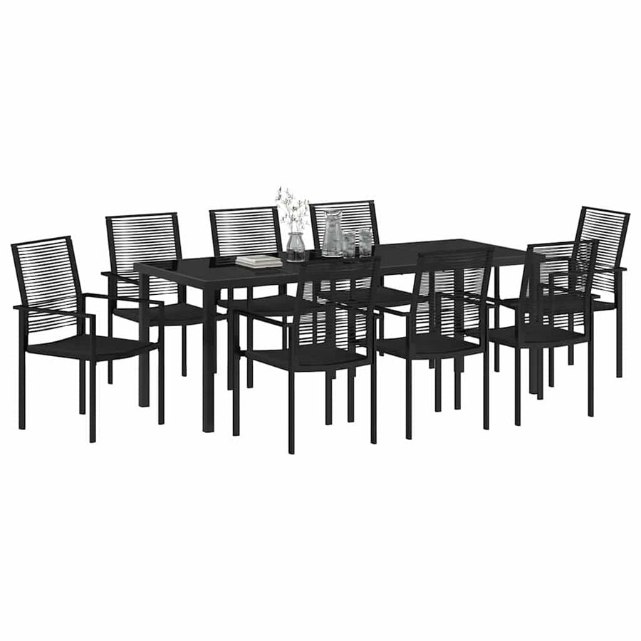 Tuin Eettafelset 9 Pcs Zwart Gepoedercoat Staal