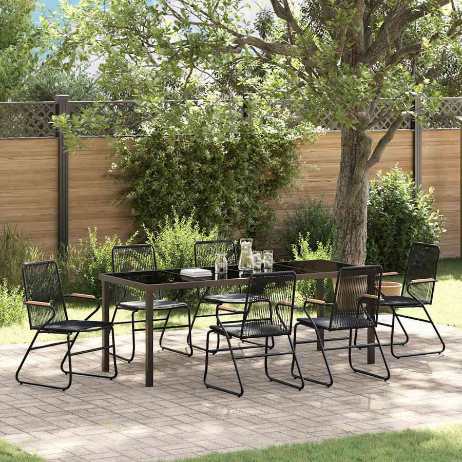 Tuin Eettafelset 7 Pcs Zwart Gepoedercoat Staal