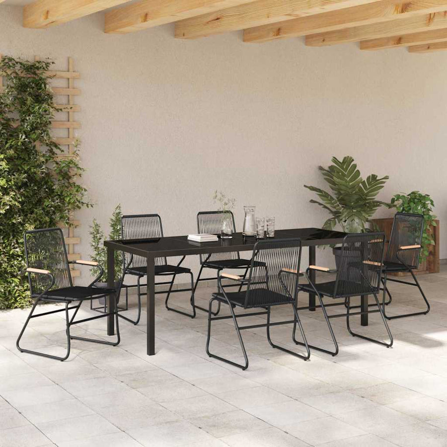 Tuin Eettafelset 7 Pcs Zwart Gepoedercoat Staal