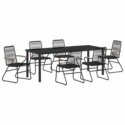 Tuin Eettafelset 7 Pcs Zwart Gepoedercoat Staal