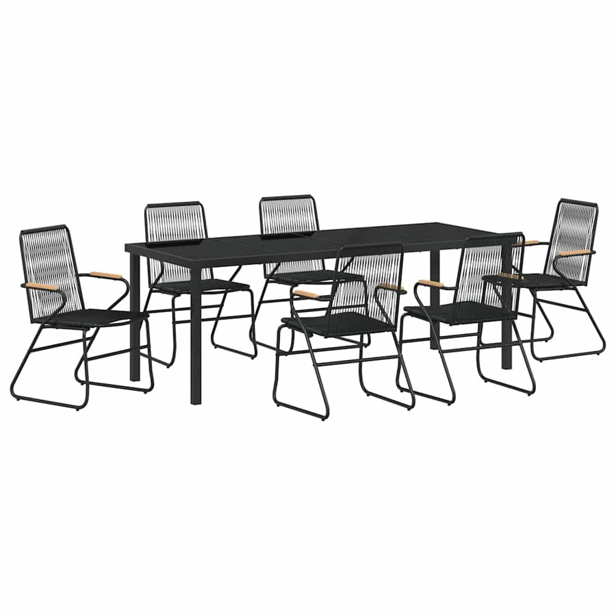 Tuin Eettafelset 7 Pcs Zwart Gepoedercoat Staal