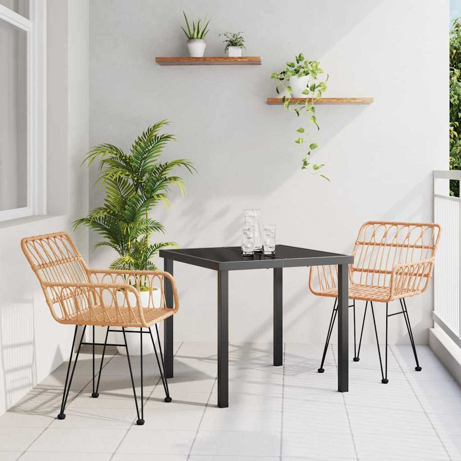 Tuin eettafelset 3 pcs Bruin Gepoedercoat staal
