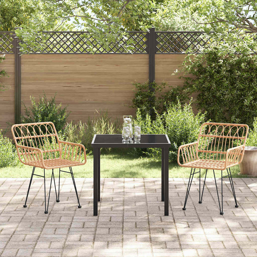 Tuin eettafelset 3 pcs Bruin Gepoedercoat staal