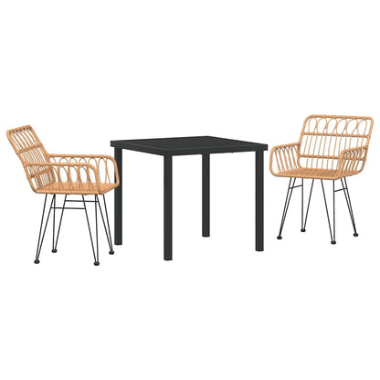 Tuin eettafelset 3 pcs Bruin Gepoedercoat staal