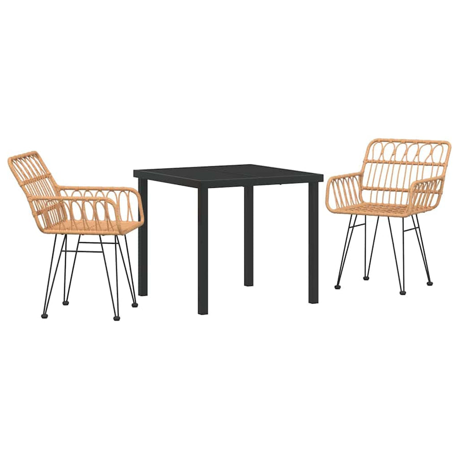 Tuin eettafelset 3 pcs Bruin Gepoedercoat staal
