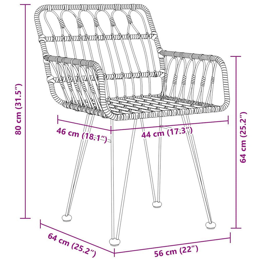 Tuin eettafelset 3 pcs Bruin Gepoedercoat staal