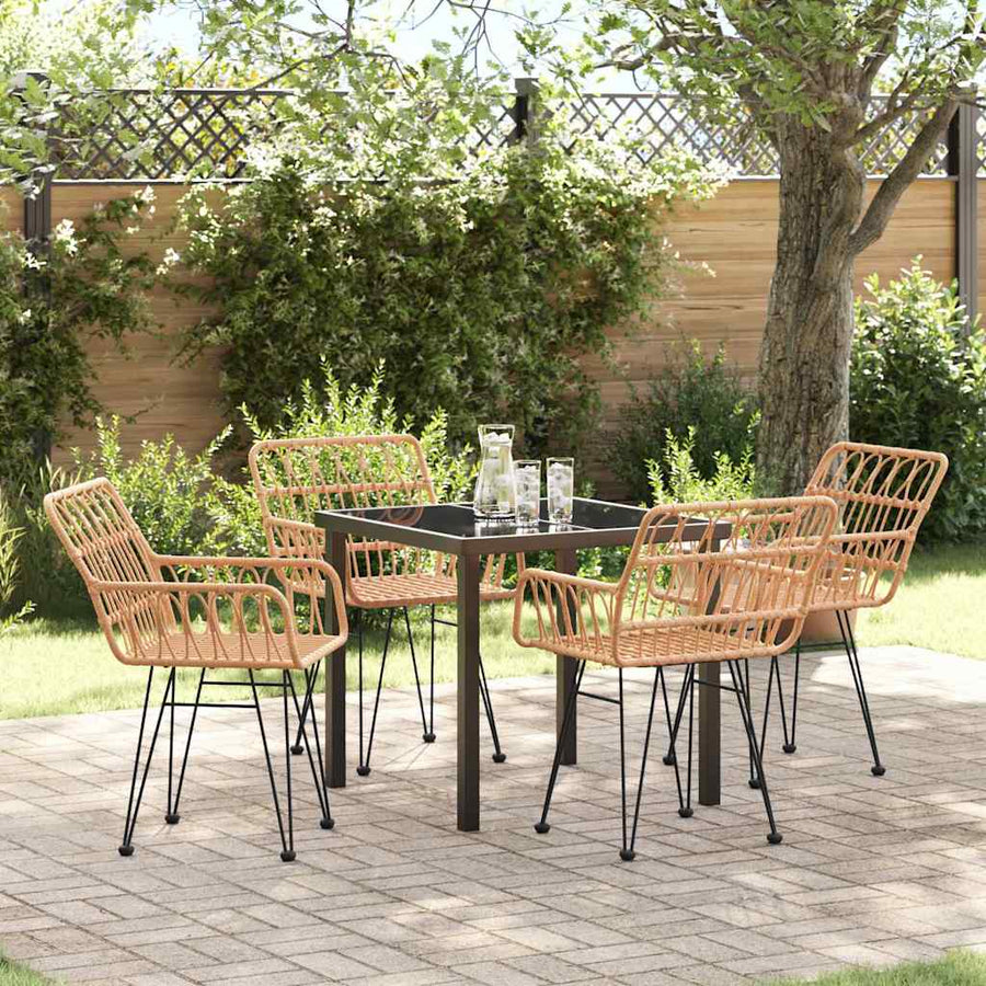 Tuin eettafelset 5 pcs Bruin Gepoedercoat staal