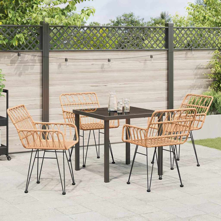 Tuin eettafelset 5 pcs Bruin Gepoedercoat staal